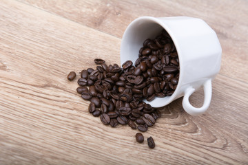 Coffee spill out of a white cup