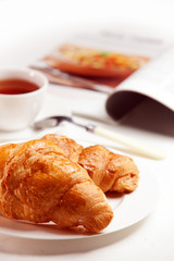 breakfast with fresh croissants