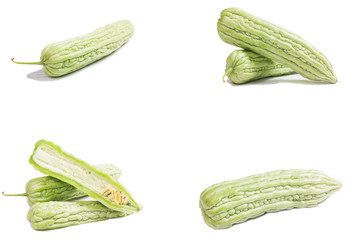 Bitter melon, Bitter gourd fruits on white background
