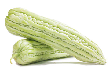 Bitter melon, Bitter gourd fruits on white background
