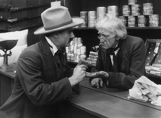 Transaction with elderly shopkeeper 