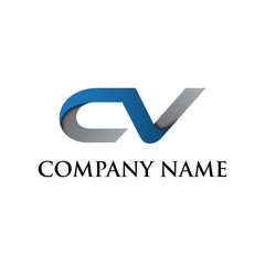 CV innitial logo icon blue silver