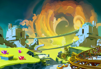 Obraz premium Creative Illustration and Innovative Art: Forgotten Gem Mine Area. Realistic Fantastic Cartoon Style Artwork Scene, Wallpaper, Story Background, Card Design 