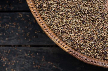 coffee seed in the basket
