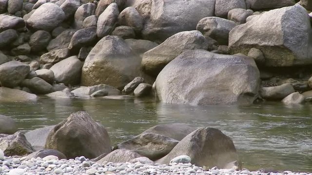 View of rocks along the Ravi River