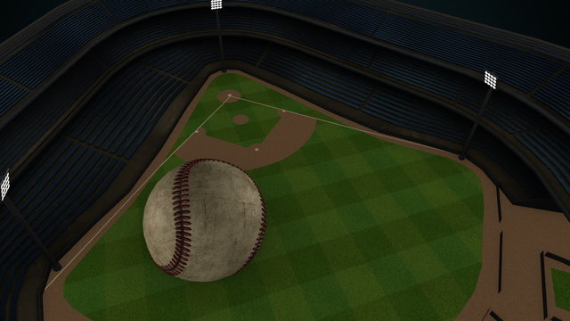Spinning baseball out of field animation
