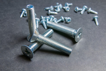 Bolts and Screws on grey. Left upright bolt (right light)