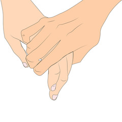 Hands of lovers. Vector illustration