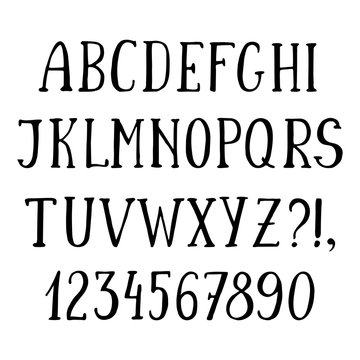 Handwritten simple font, hand drawn sketch alphabet