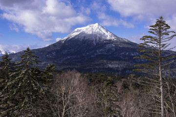 Fototapeta premium 雪の雄阿寒岳