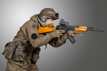 Special forces soldier with rifle