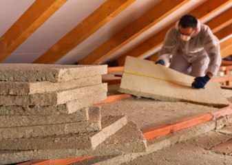 Thermal insulation of a building with mineral wool panels