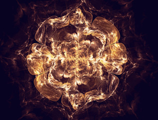 Abstract fractal dark bronze flower , wrapped in strands of ener