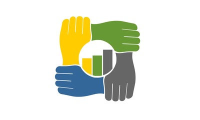 Element symbol teamwork hand logo solid and compact
