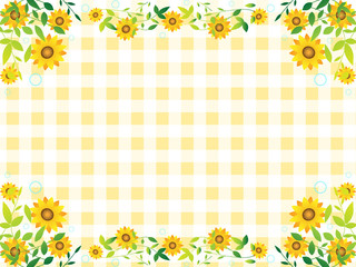 Obraz premium ひわまり フレーム ギンガムチェック背景