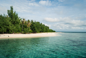 The beach of Pulau Cendekian in the afternoon. Karimunjawa, Indonesia.