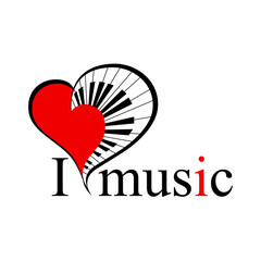  music heart  with text. vector