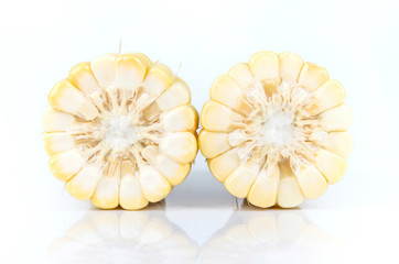 Yellow corn on white background.