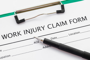 Claim form for an injury at work.