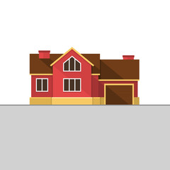 Classic English House Facade. Red Brick Home. Vector