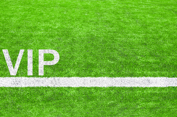 VIP symbol on the green soccer field.