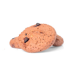 Chocolate chip cookie isolated on the white background