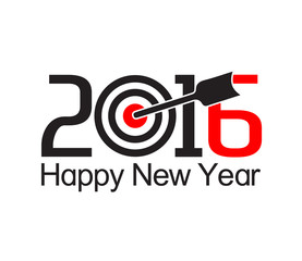 Happy new year 2016 text design with arrow at the target