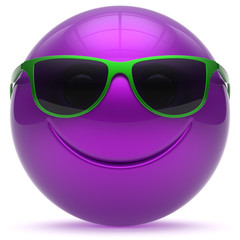 Smiling face head ball cheerful sphere emoticon smiley purple