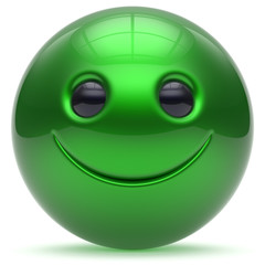Smiling face head ball cheerful sphere emoticon cartoon green
