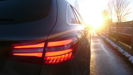 Car in early morning winter