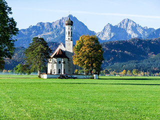 Grand church with large mountain background