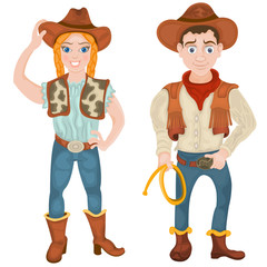Cowboy characters, vector illustration