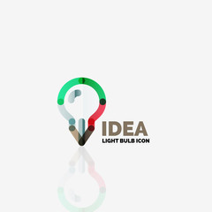 Logo, vector light bulb abstract linear geometric business icon. Idea concept