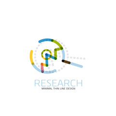 Vector thin line design logo magnifying glass, search and find or zoom logotype concept. Linear minimalistic business icon