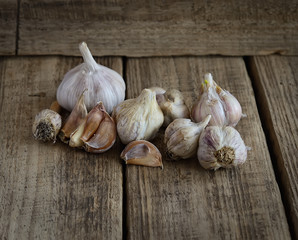 garlic on a wooden background
