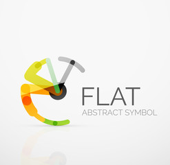 Logo - abstract minimalistic linear flat design. Business hi-tech geometric symbol, multicolored segments lines