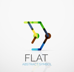 Logo - abstract minimalistic linear flat design. Business hi-tech geometric symbol, multicolored segments lines