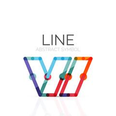 Linear abstract logo, connected multicolored segments of lines geometrical figure