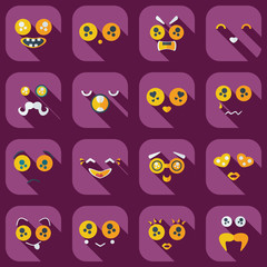 Fototapeta premium Flat concept, set modern design with shadow smiley