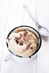 Homemade banana ice cream in cup