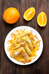 Pancakes with orange sauce