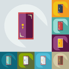 Flat concept, set modern design with shadow 