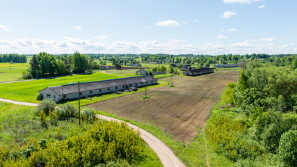 aerial view of Latvian countryside