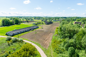 aerial view of Latvian countryside