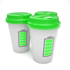 Three paper coffee cups