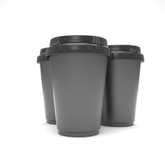 Three paper coffee cups