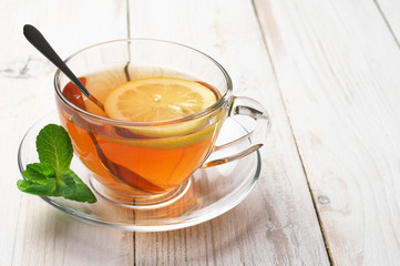 Tea in glass cup