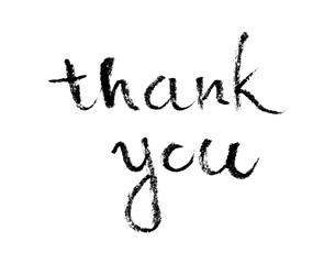 Fototapeta premium Thank you handwritten vector illustration, dark brush pen lettering isolated on white background