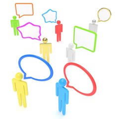 people with talk bubbles isolated over a white background
