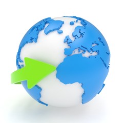 Fototapeta premium Arrow and Earth globe. 3d render
